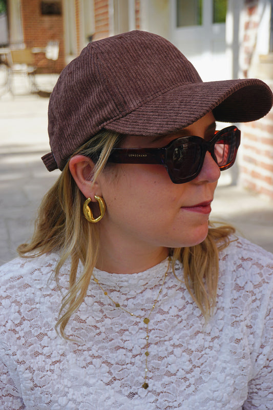 Casquette marron velours côtelé