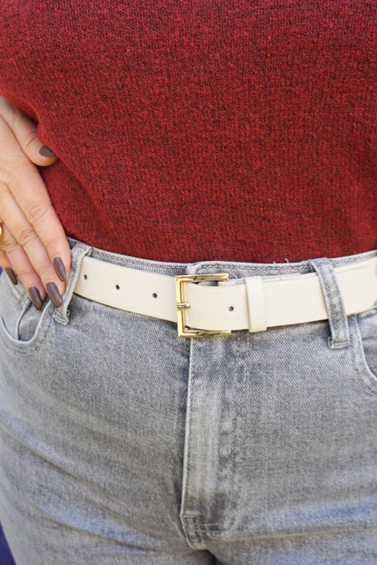 Ceinture crème boucle carrée