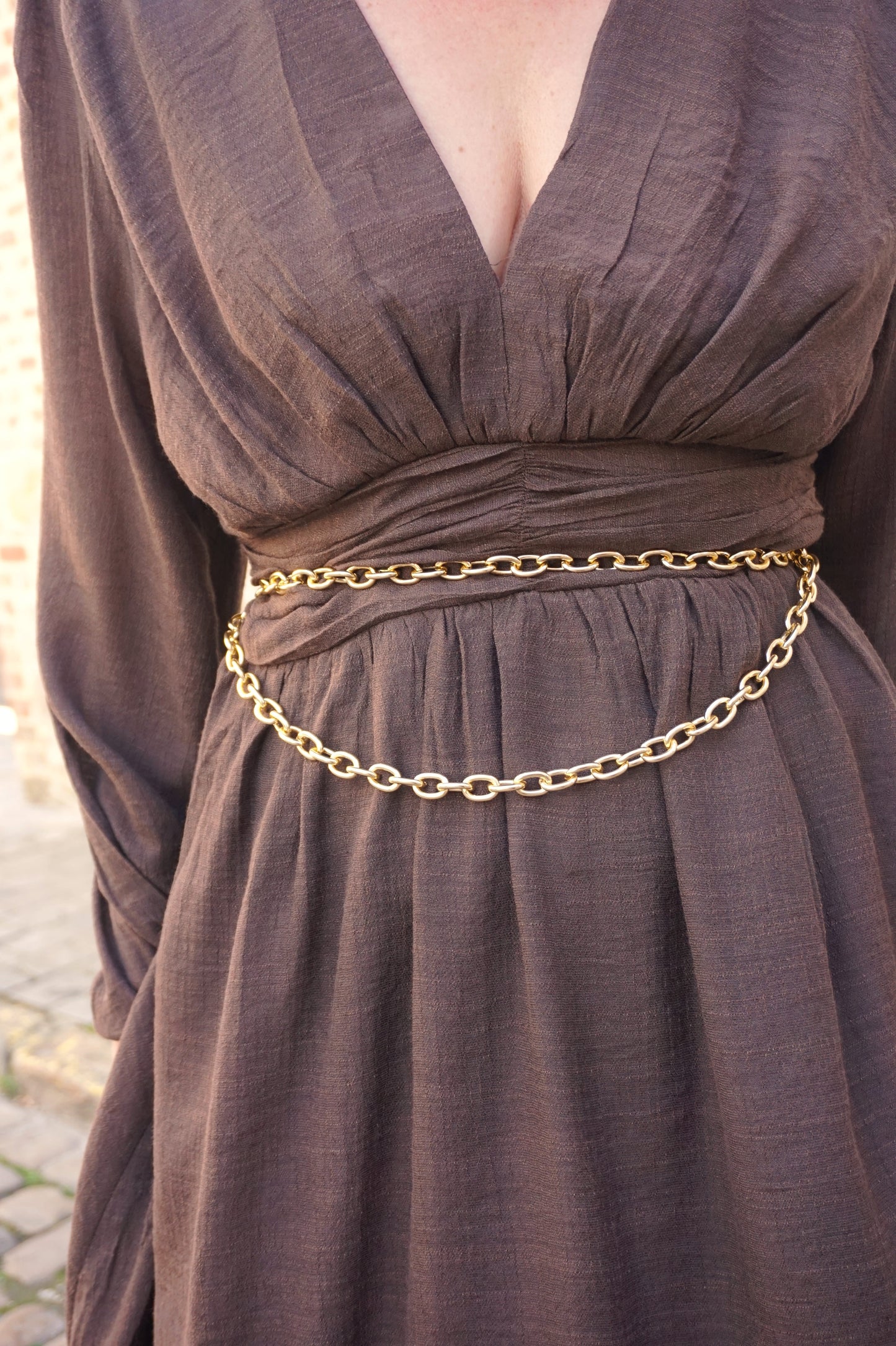 Gold double chain belt