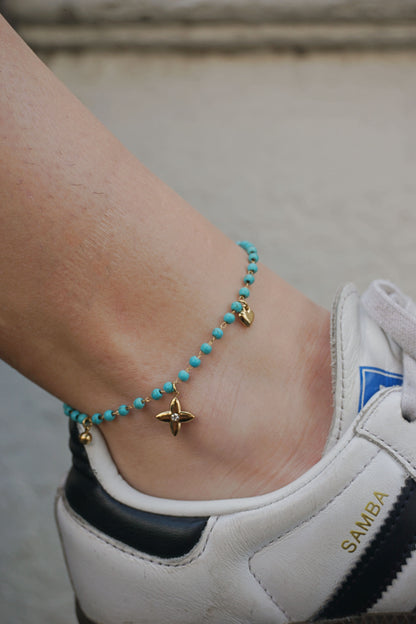Chaîne de cheville bleue et étoile