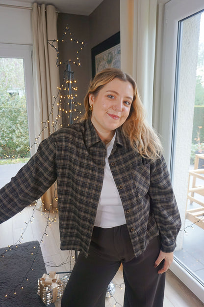 Chemise à carreaux kaki