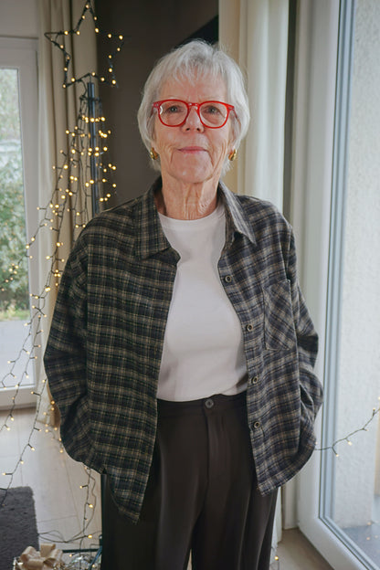 Chemise à carreaux kaki