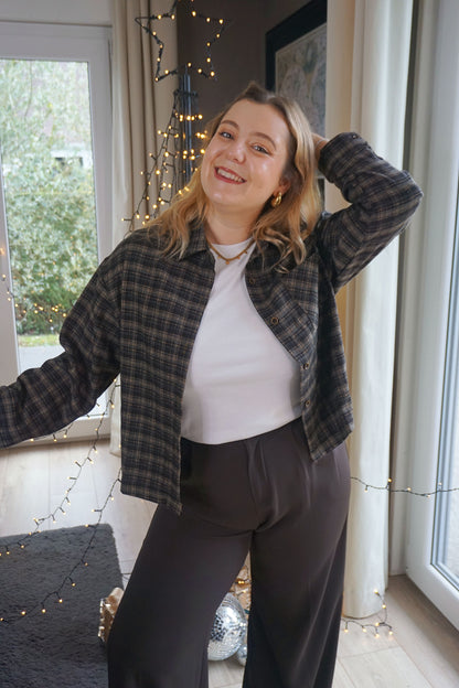 Chemise à carreaux kaki