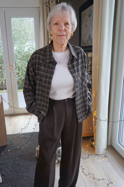 Chemise à carreaux kaki