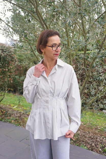 Chemise cintrée rayée verte