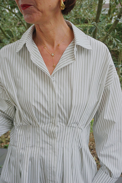 Chemise cintrée rayée verte