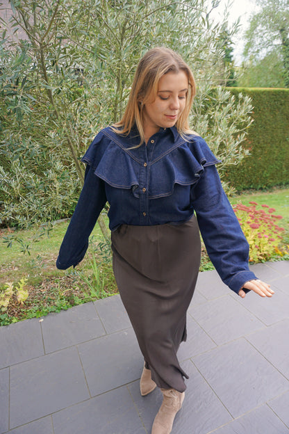 Chemise en jean à volants coton