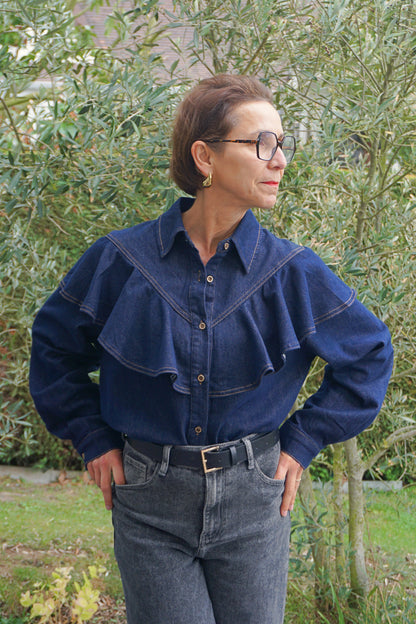 Chemise en jean à volants coton