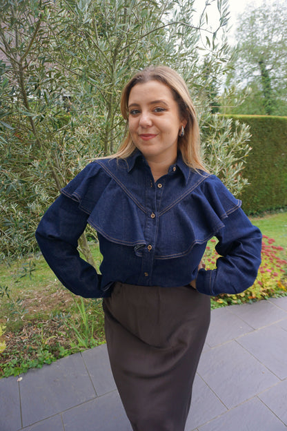 Chemise en jean à volants coton