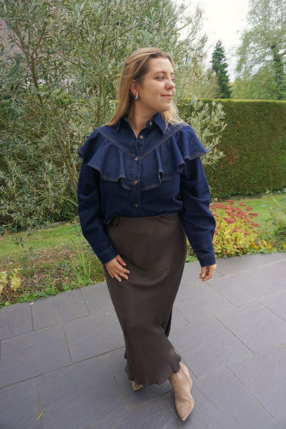 Chemise en jean à volants coton