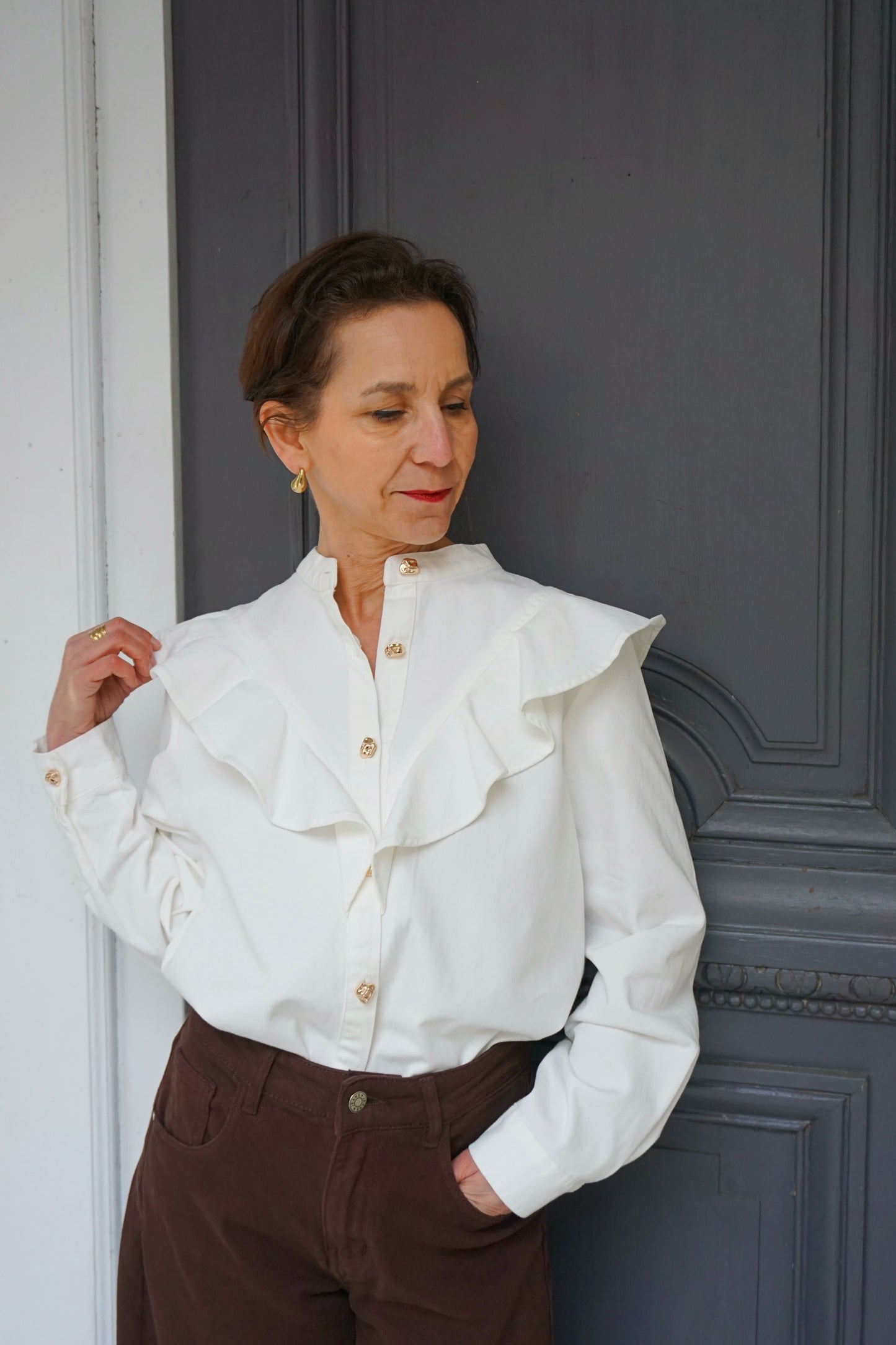 Chemise en jean à volants coton