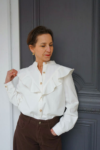 Chemise en jean à volants coton