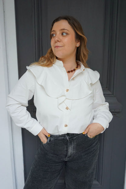 Chemise en jean à volants coton