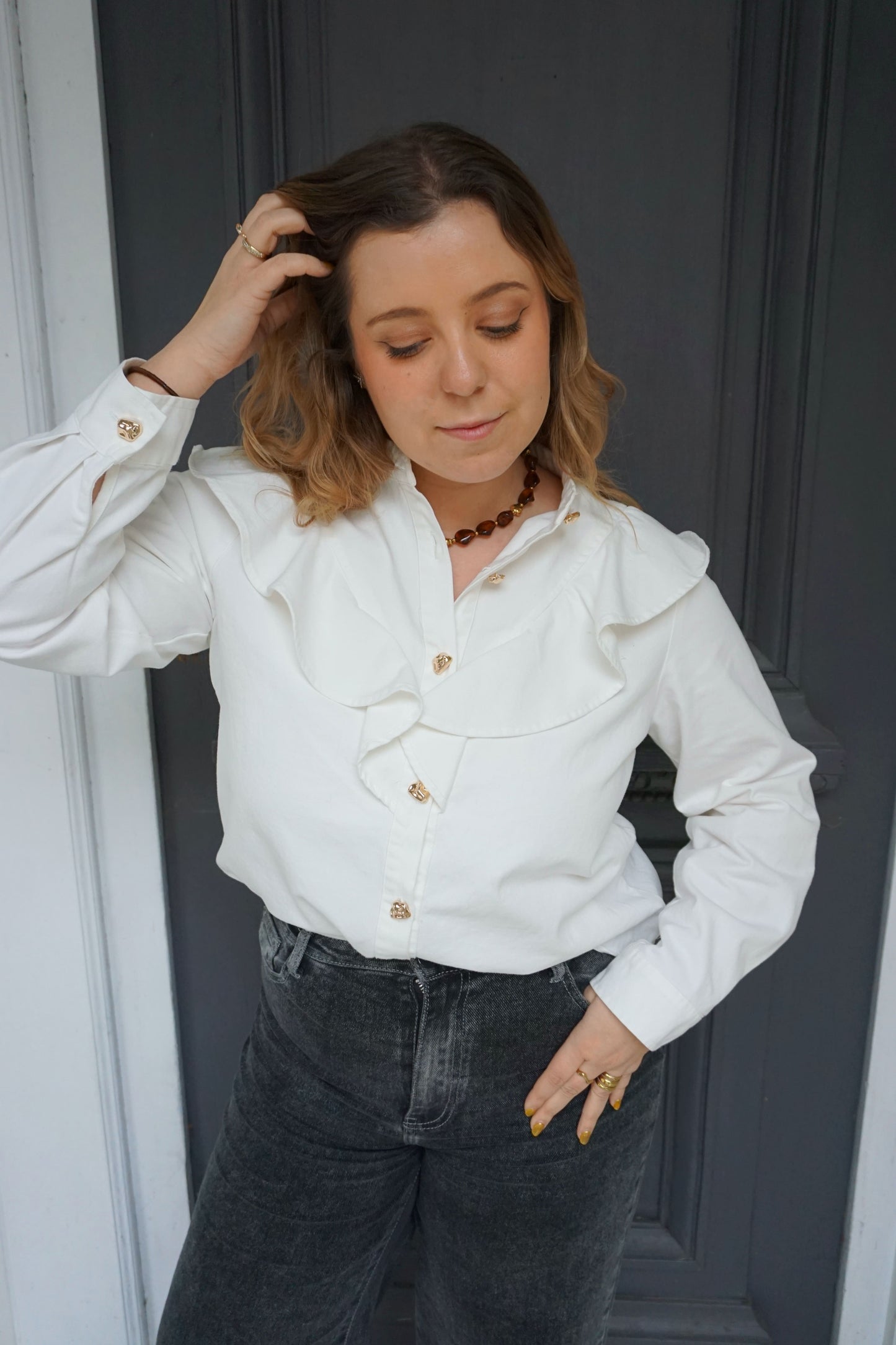 Chemise en jean à volants coton