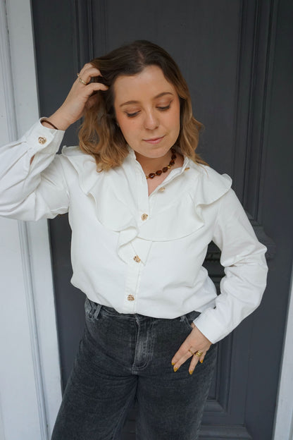 Chemise en jean à volants coton