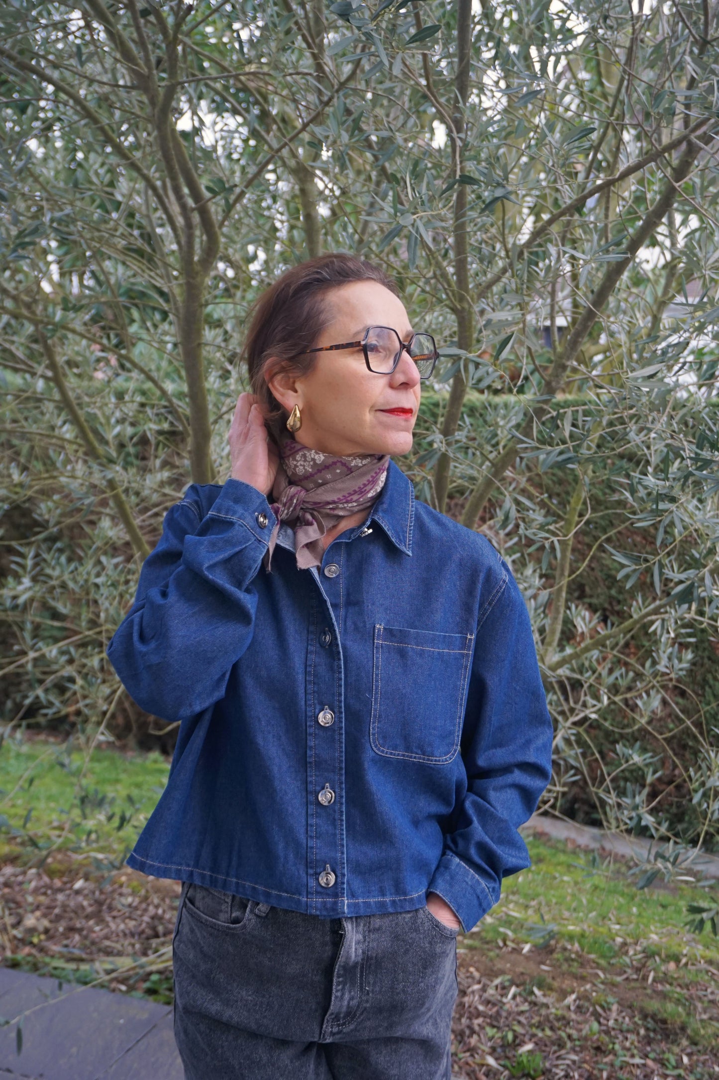 Chemise en jean boutons argentés