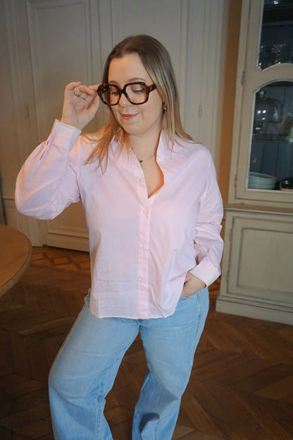 Chemise rose dos ouvert dentelle