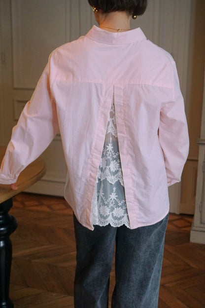 Chemise rose dos ouvert dentelle