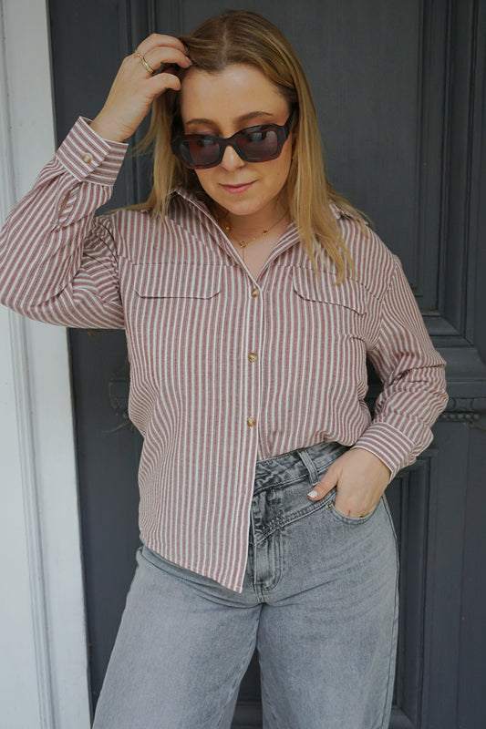 Chemise rouge rayée