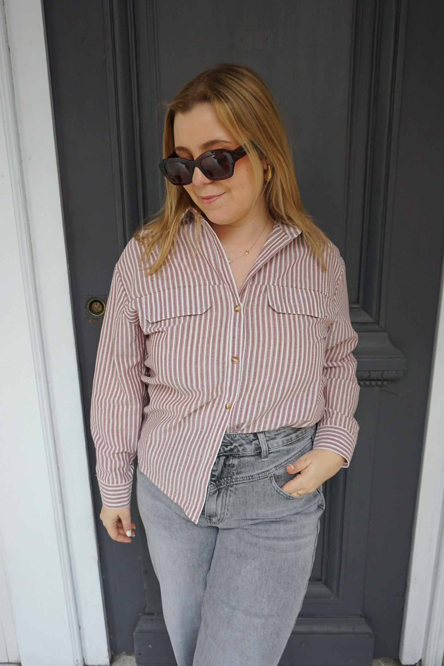 Chemise rouge rayée