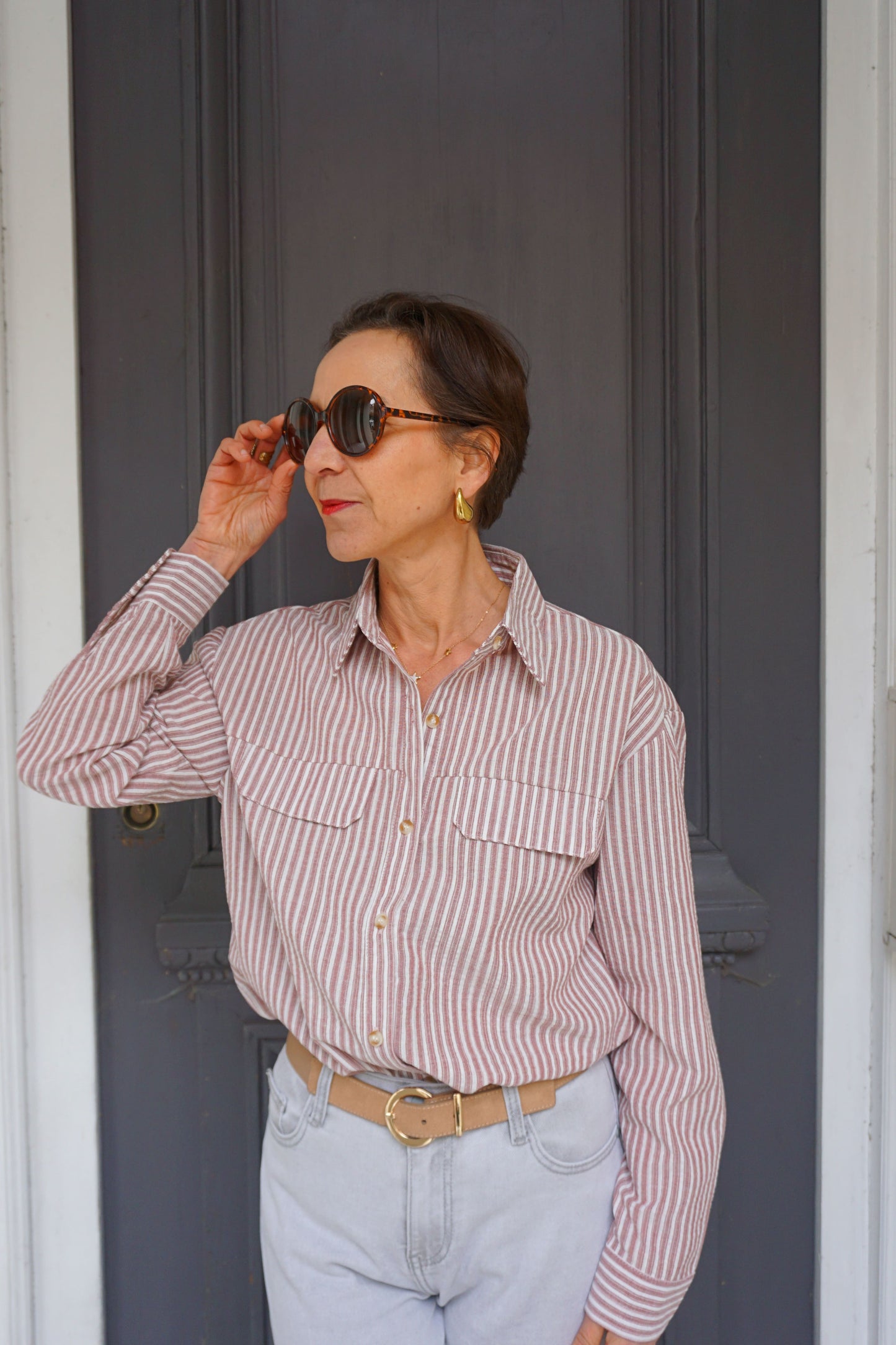 Chemise rouge rayée