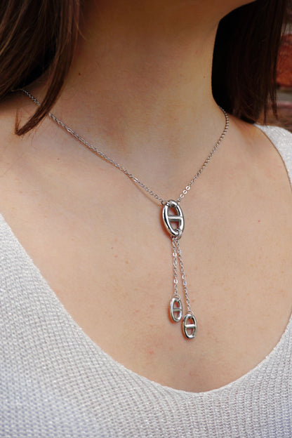 Collier argenté pendant et boucles