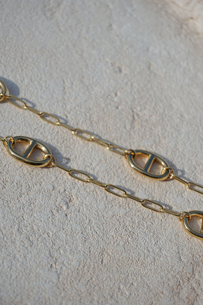 Collier doré sautoir grosses boucles