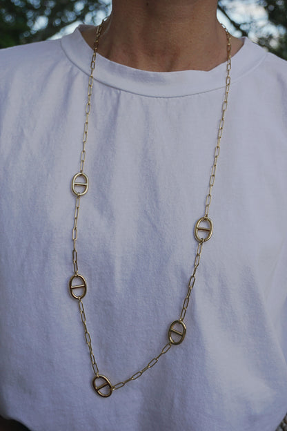 Collier doré sautoir grosses boucles