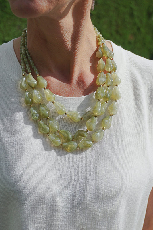 Gros collier kaki multi rangs