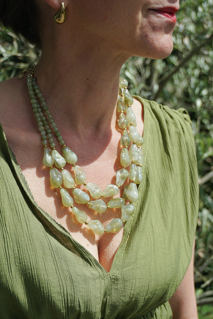 Gros collier kaki multi rangs
