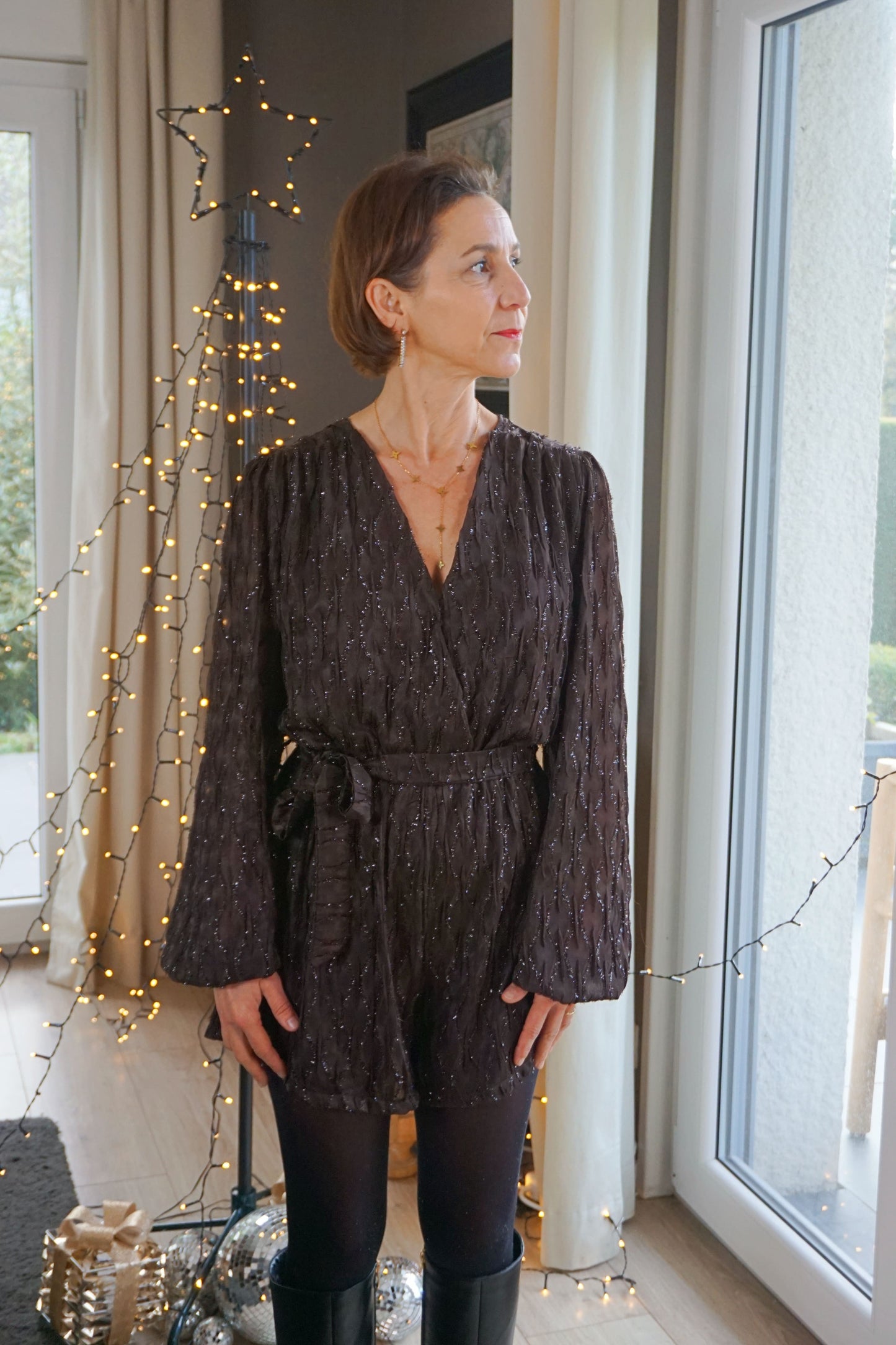 Combishort marron chocolat à paillettes