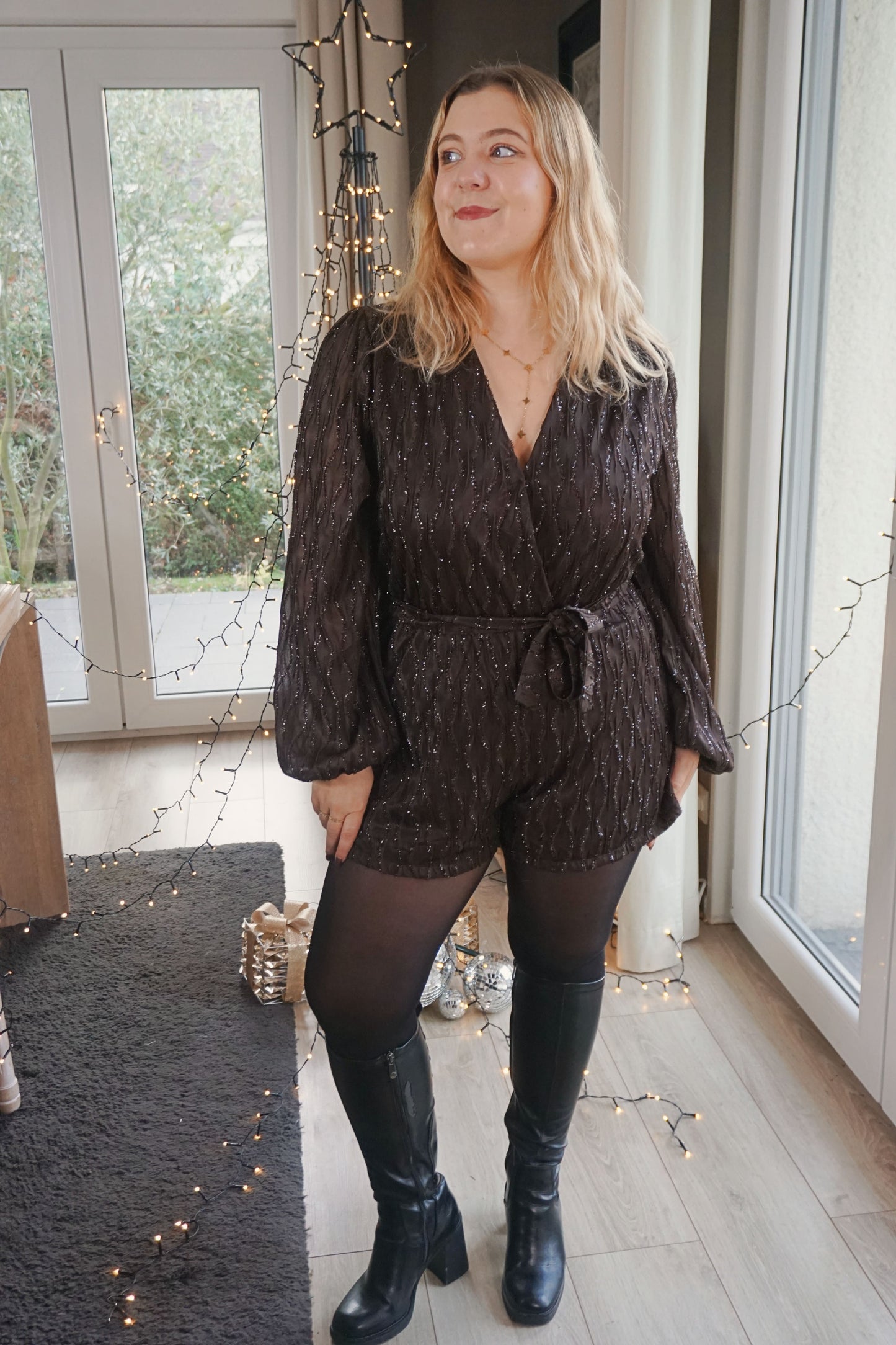 Combishort marron chocolat à paillettes