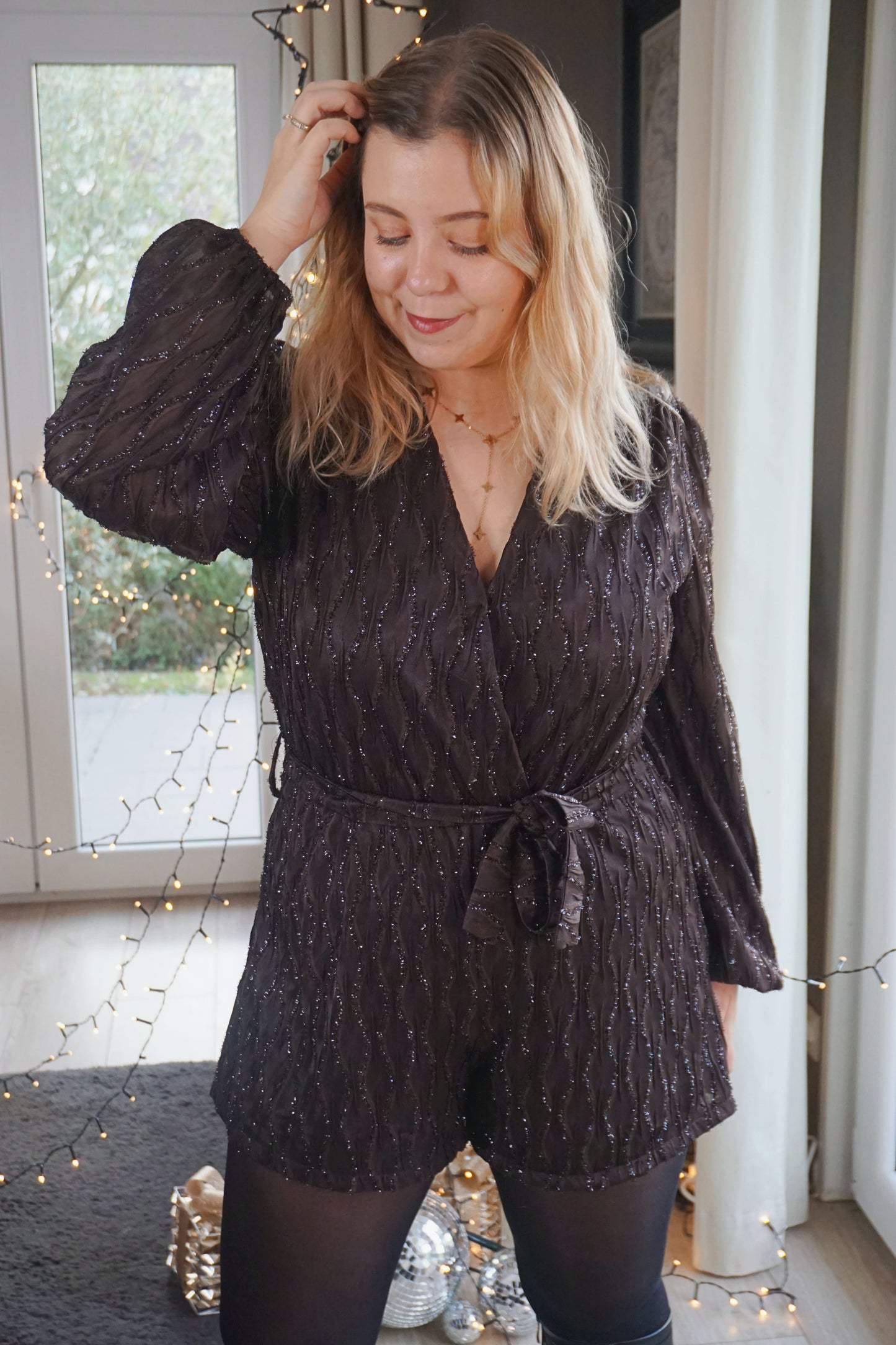 Combishort marron chocolat à paillettes