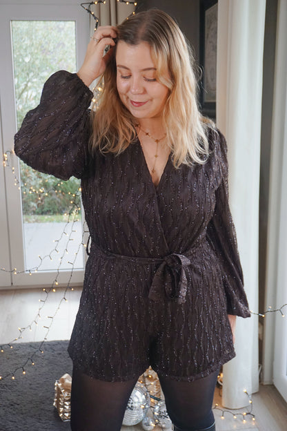 Combishort marron chocolat à paillettes