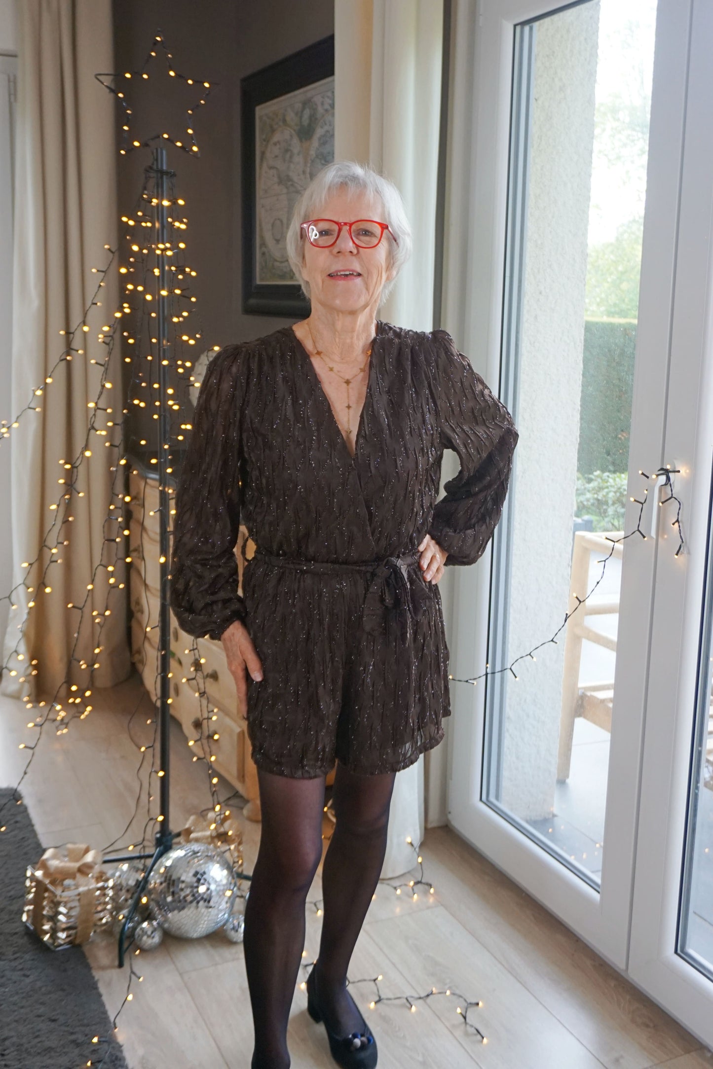 Combishort marron chocolat à paillettes