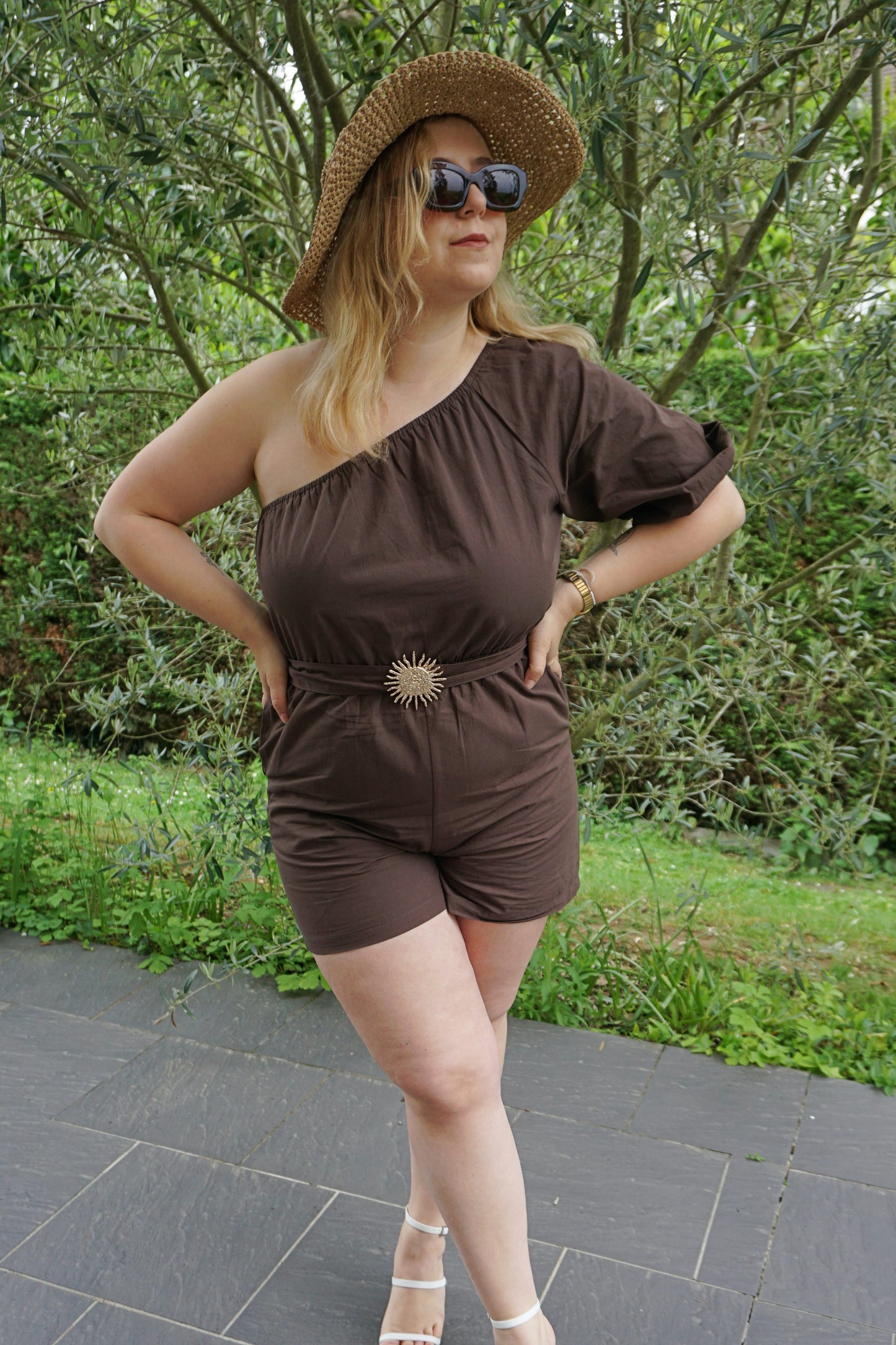 Combishort marron soleil asymétrique