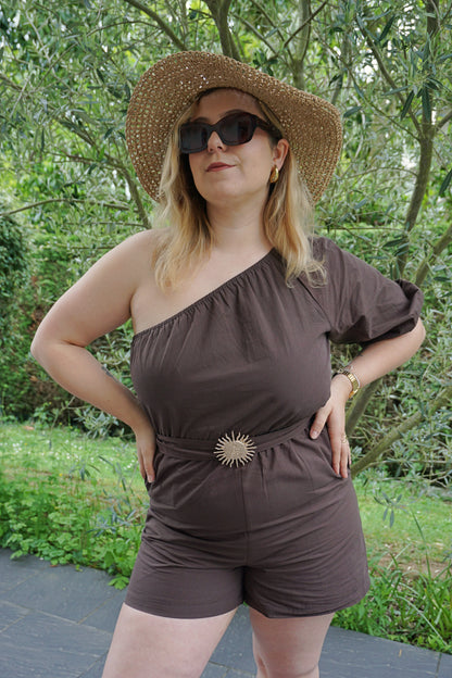 Combishort marron soleil asymétrique