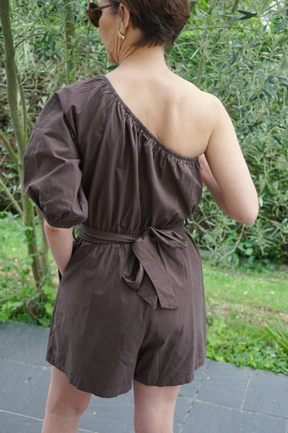 Combishort marron soleil asymétrique