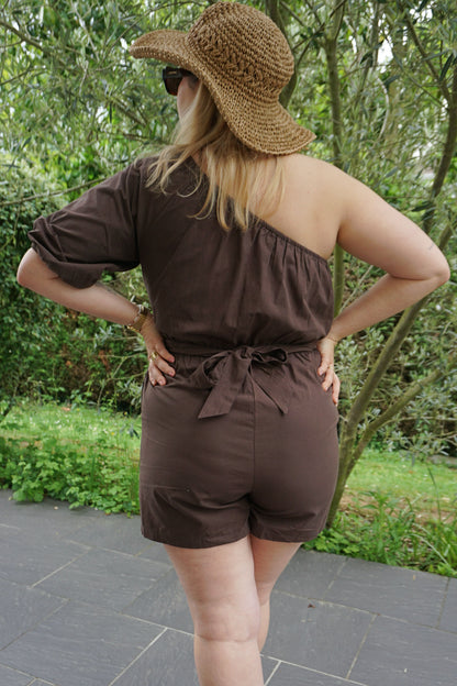 Combishort marron soleil asymétrique