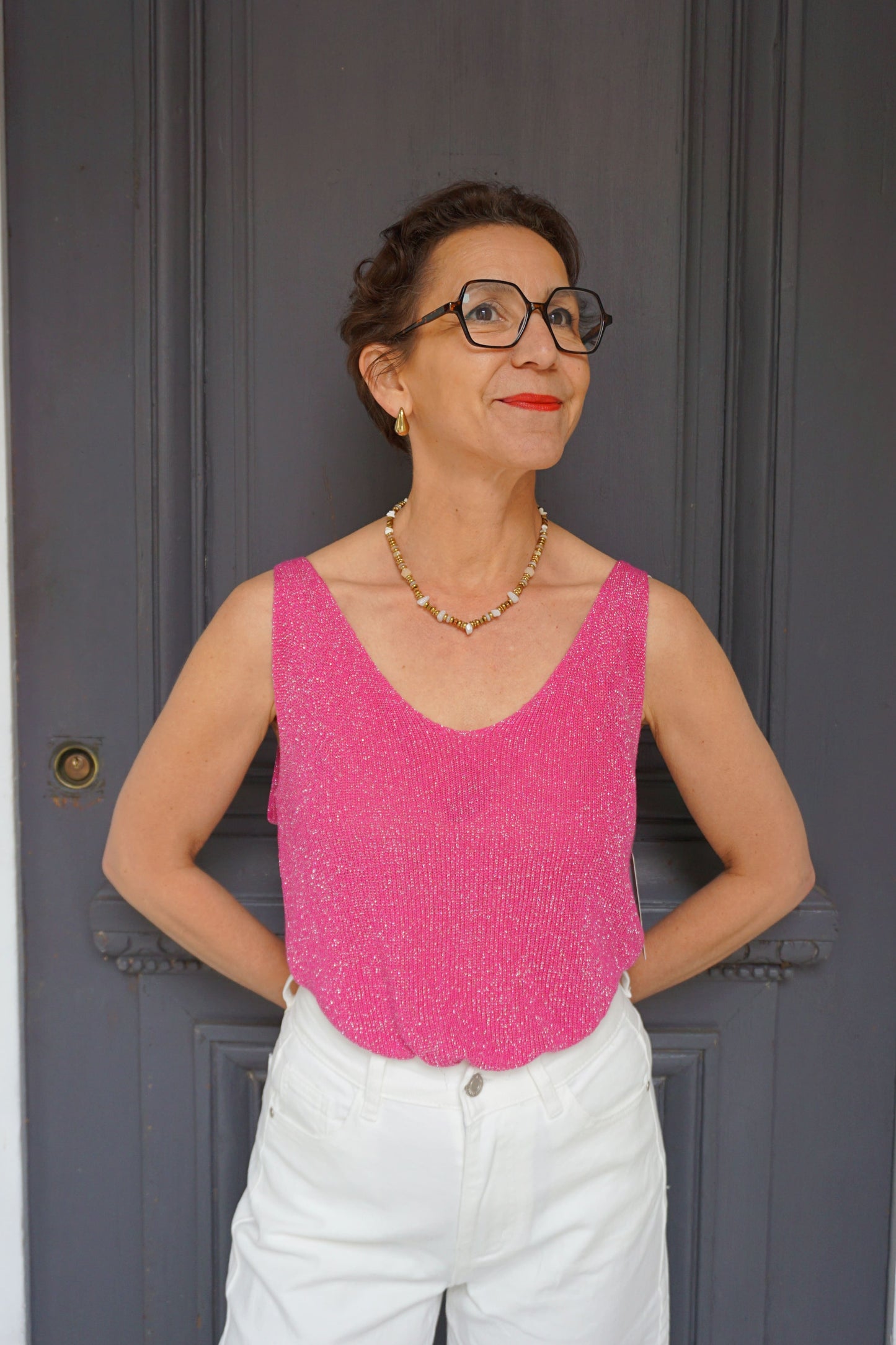 Débardeur à paillettes fuchsia