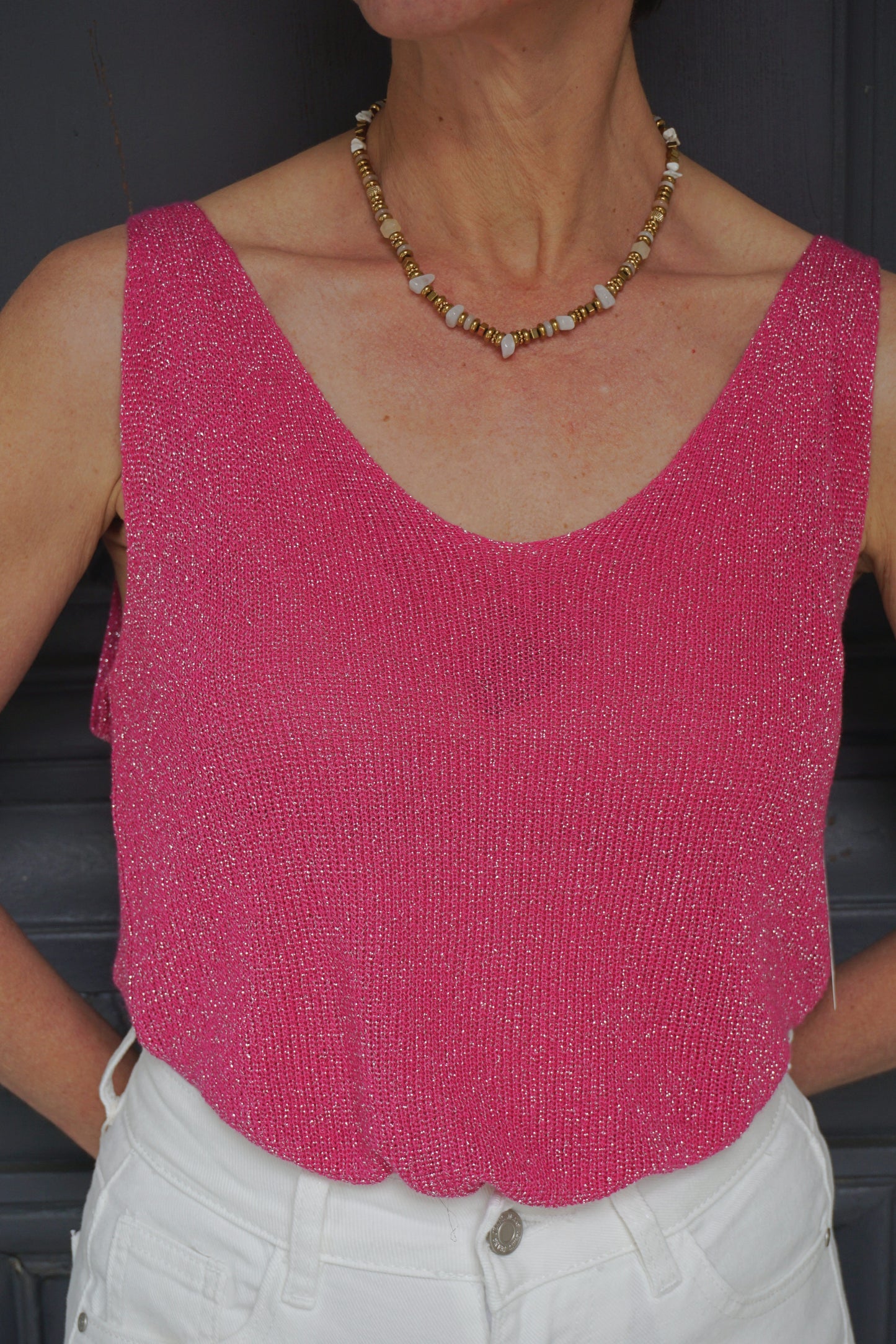 Débardeur à paillettes fuchsia