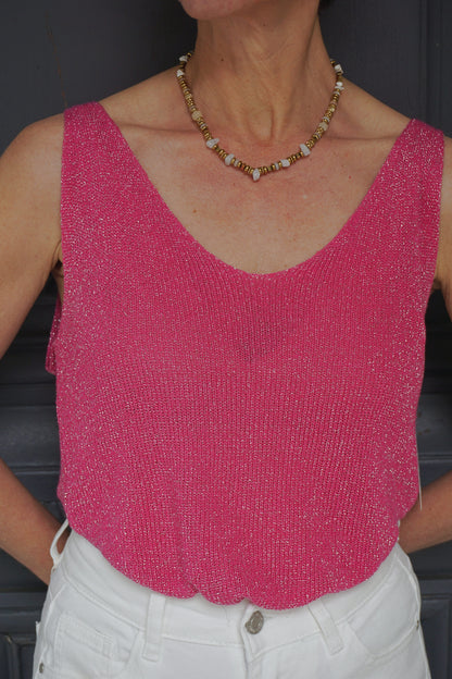 Débardeur à paillettes fuchsia