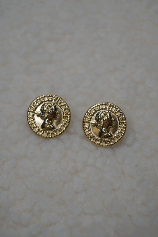 Boucles d'oreilles dorées pièces de monnaie