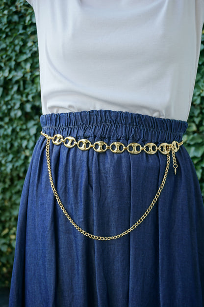 Ceinture chaîne dorée boucle maille