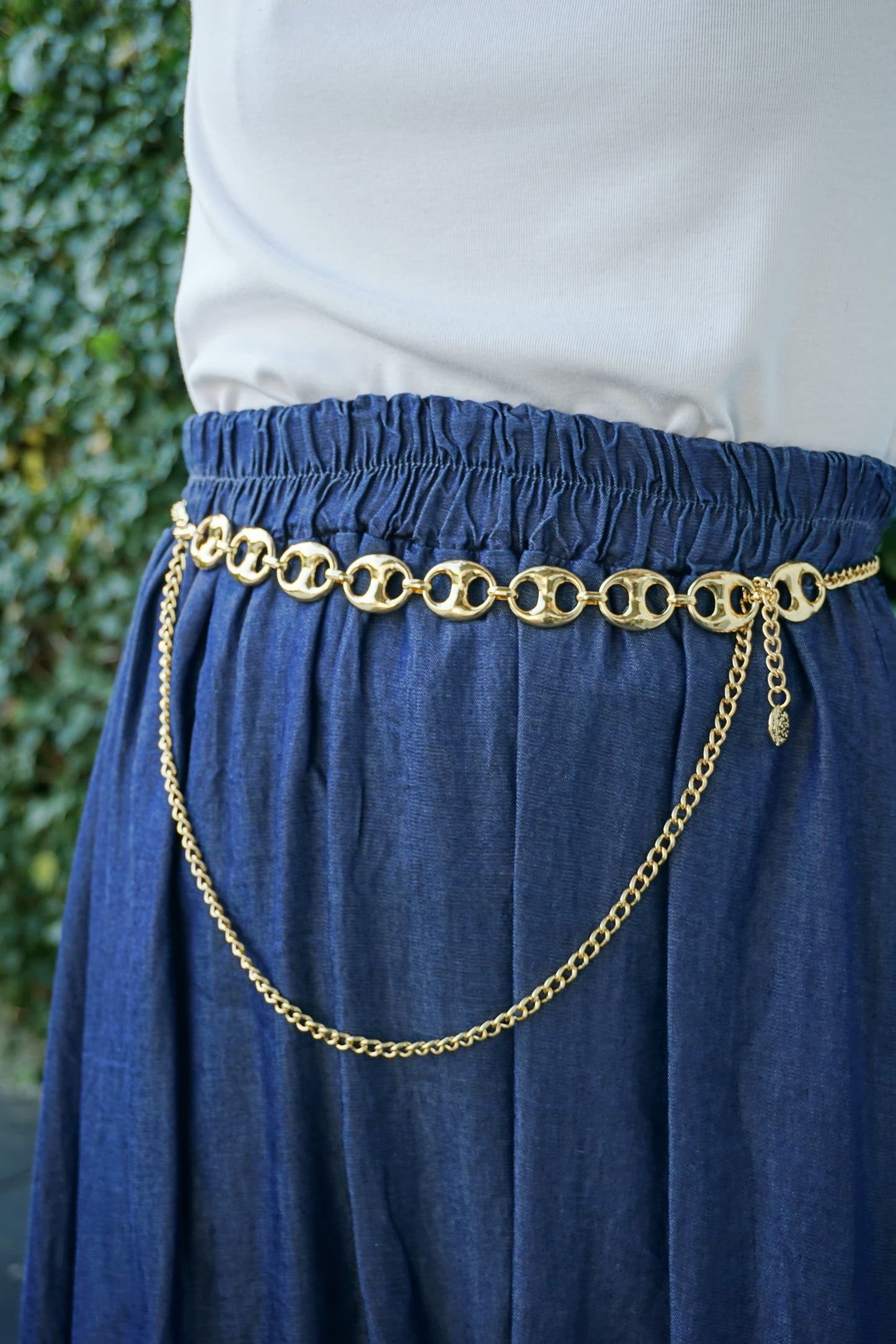 Ceinture chaîne dorée boucle maille