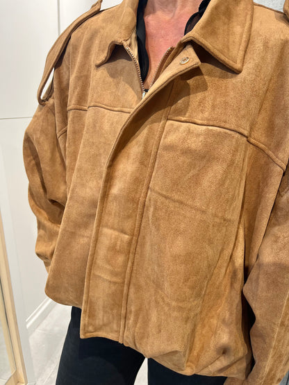 Veste bomber suédine camel