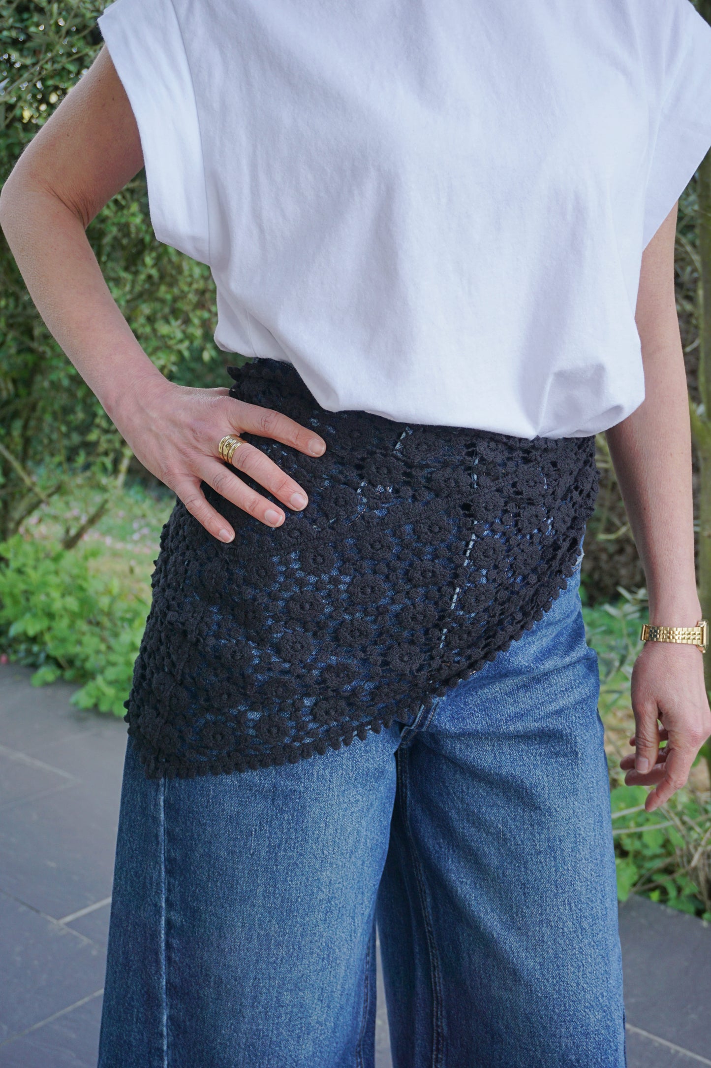 Foulard crochet asymétrique noire
