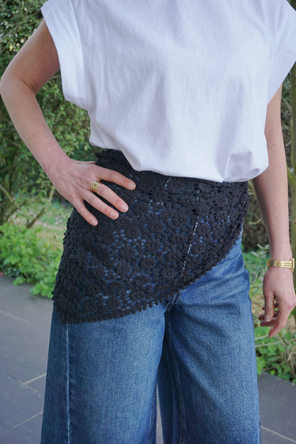 Foulard crochet asymétrique noire