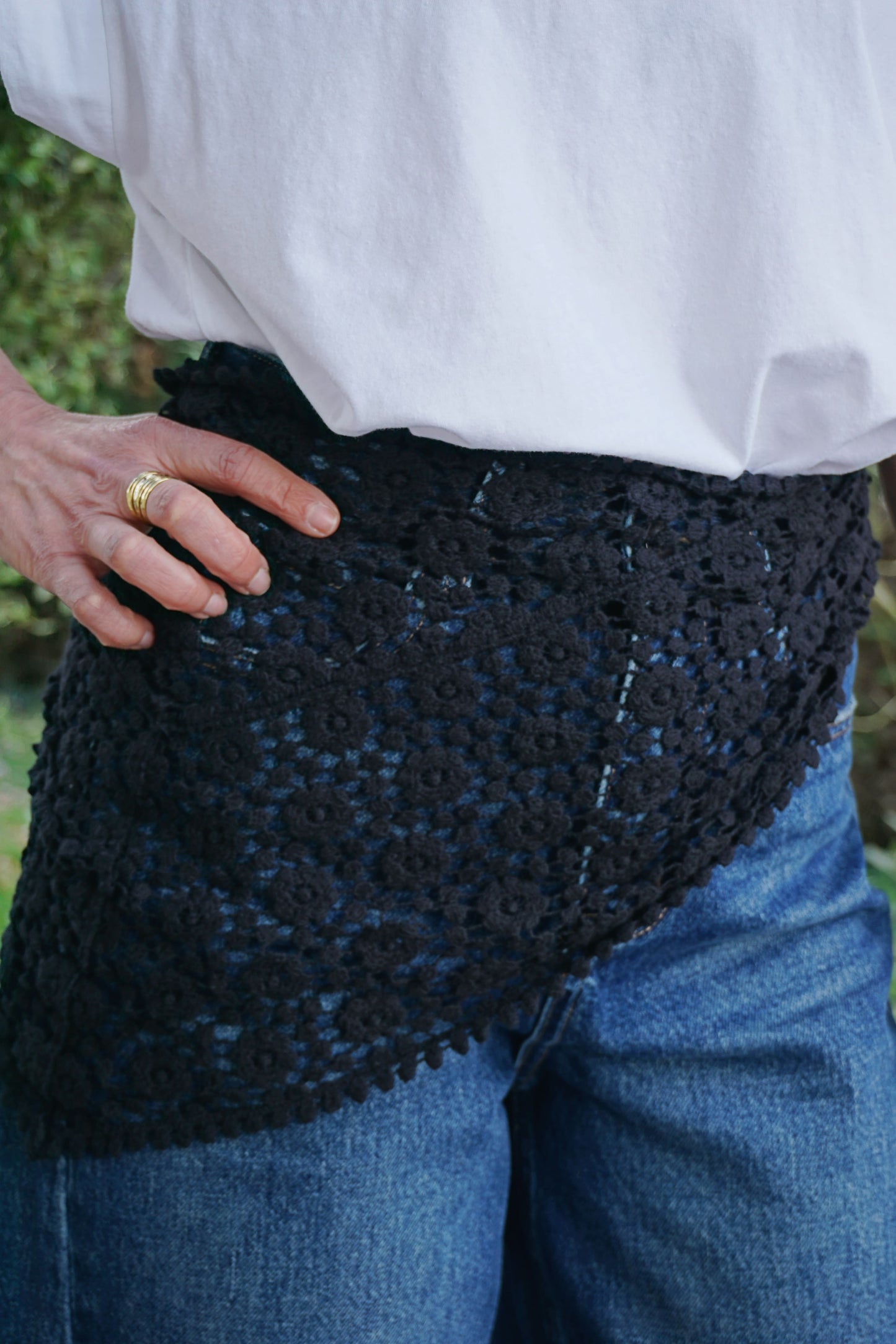 Foulard crochet asymétrique noire