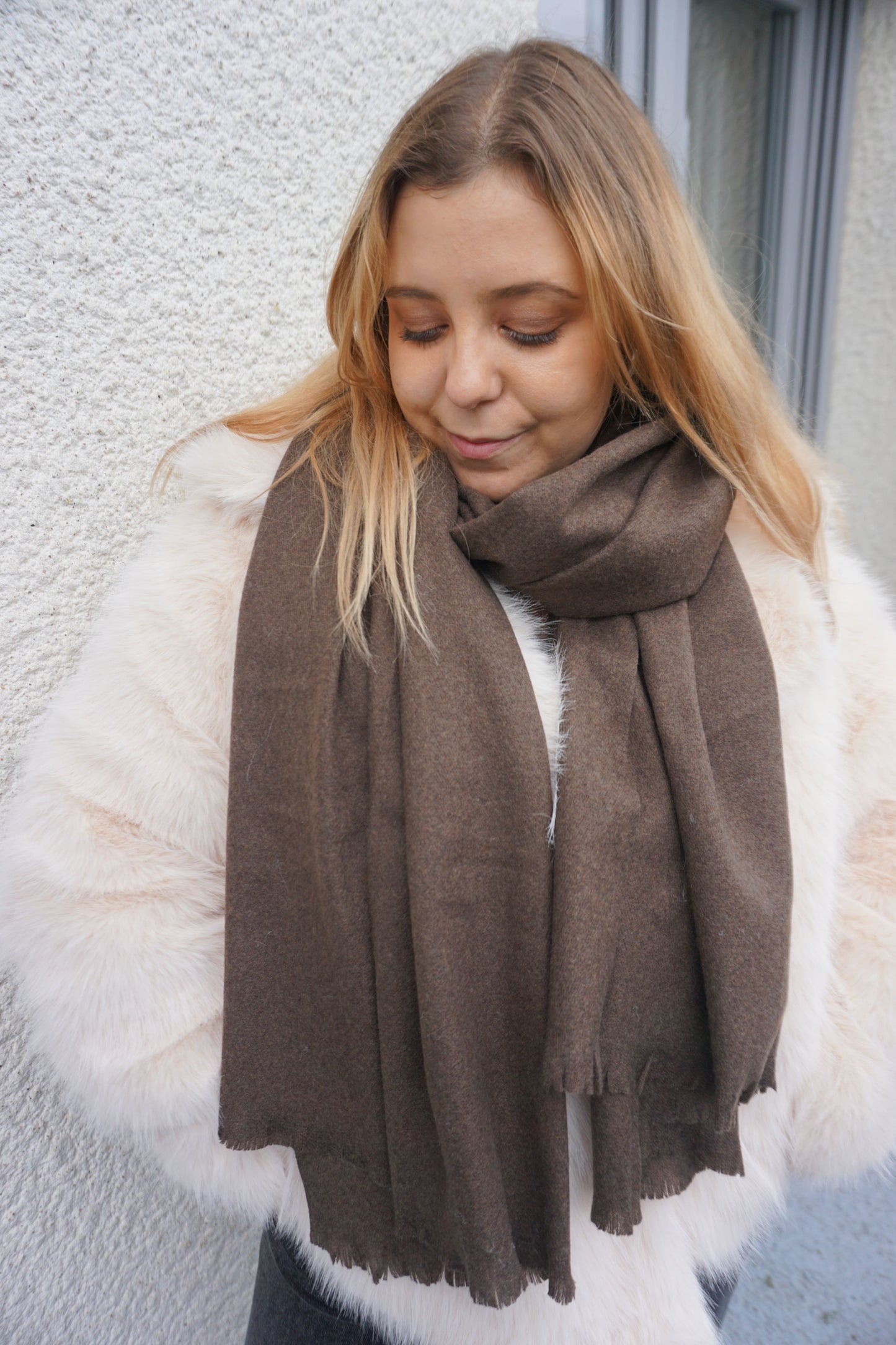 Écharpe marron chocolat avec cachemire